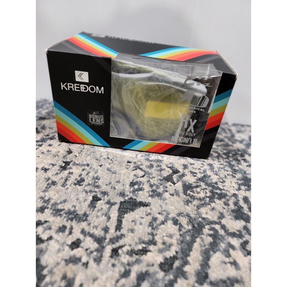 Kredom Shred Horn Snow Goggles Gloss Blk Silver Mirror Lens Magna 8 RX Friendly